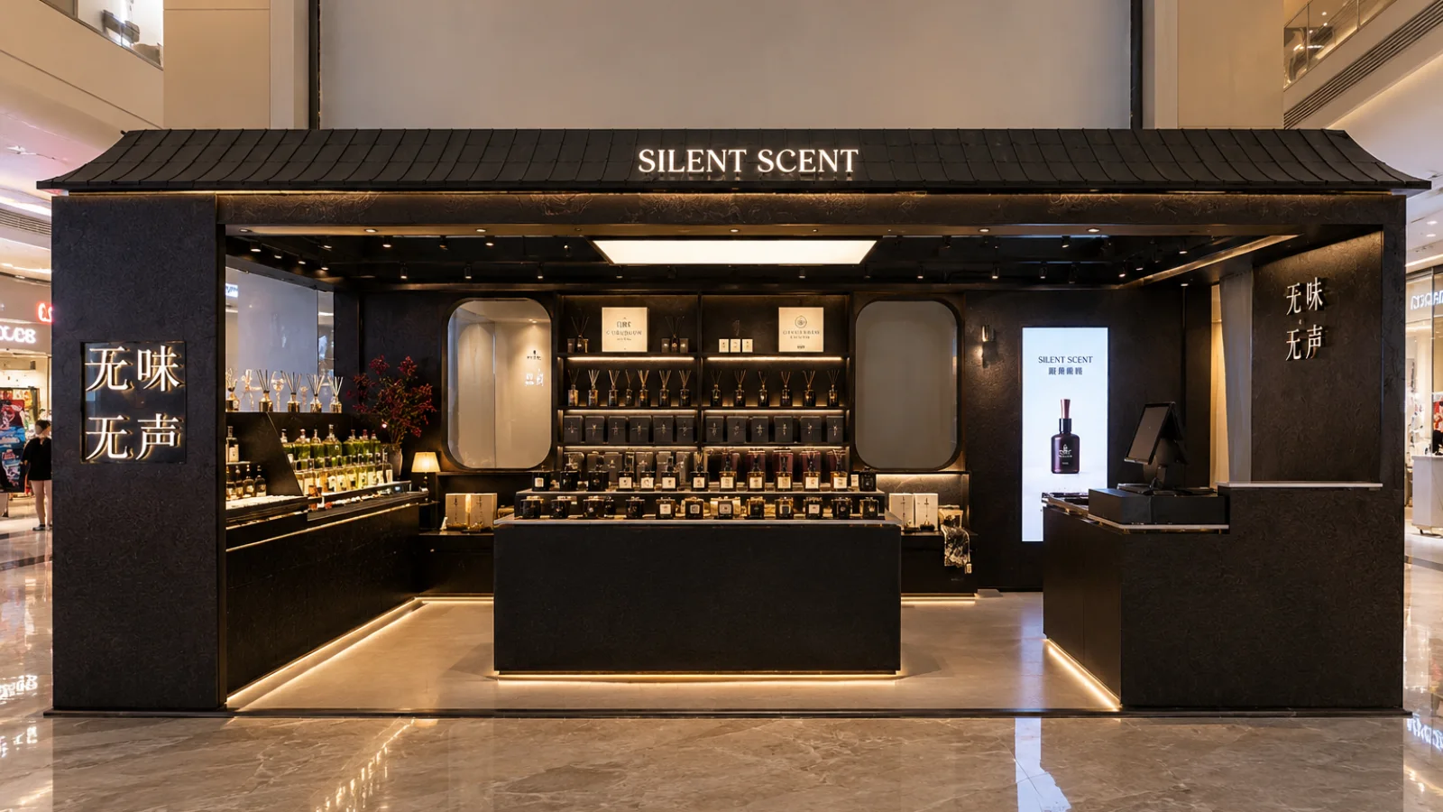 SILENTscent Quiet-Luxury Scent Bar fragrance kiosk build project by Elite Fixtures